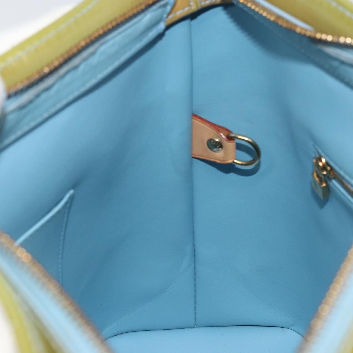 LOUIS VUITTON Monogram Vernis Houston Hand Bag Baby Blue M91005 LV Auth BA8603