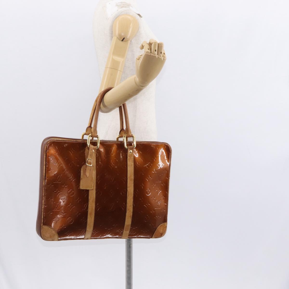 LOUIS VUITTON Monogram Vernis Van Damme Hand Bag Bronze M91125 LV Auth BA8606