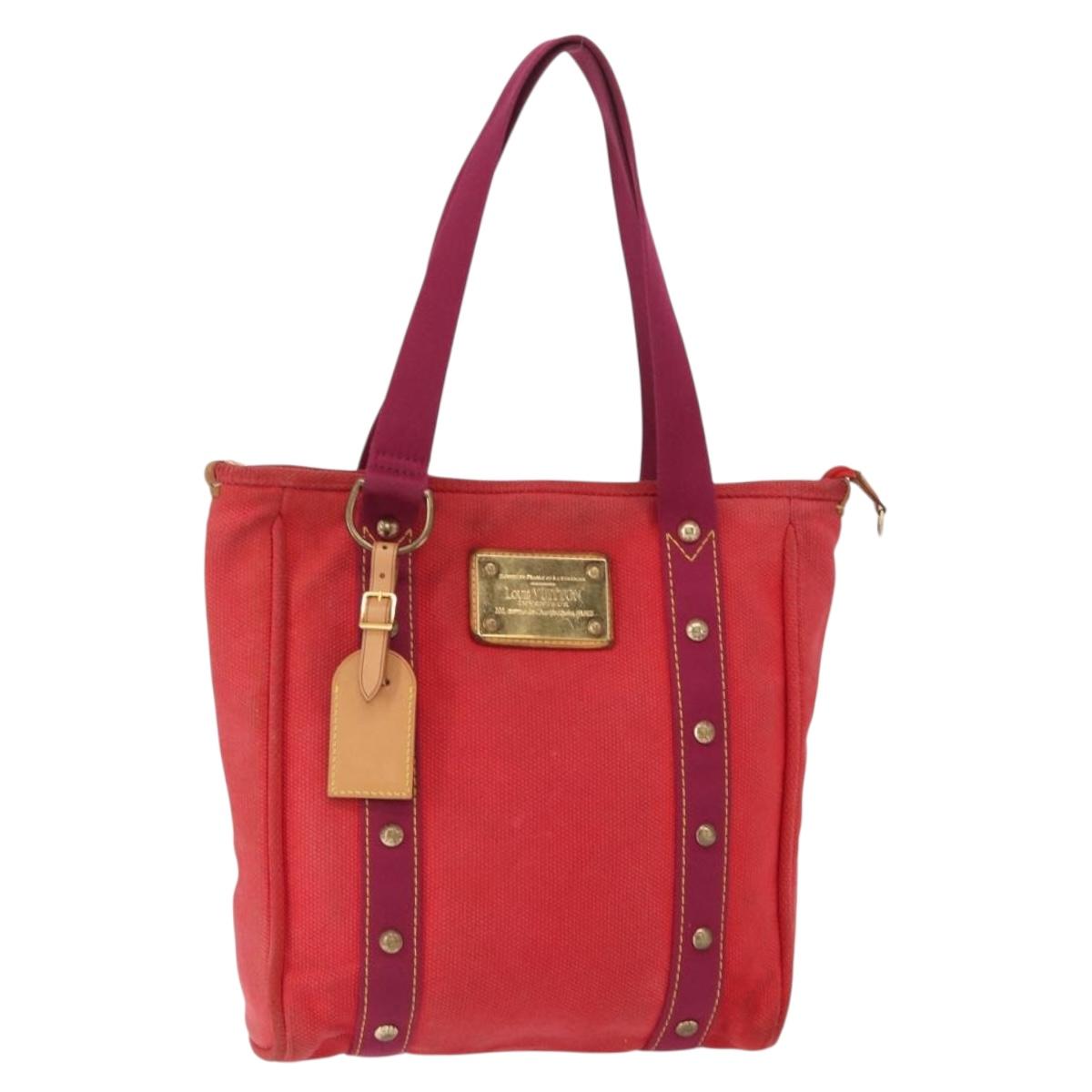 LOUIS VUITTON Antigua Cabas MM Tote Bag Red M40034 LV Auth BA8612