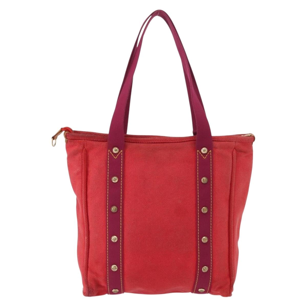 LOUIS VUITTON Antigua Cabas MM Tote Bag Red M40034 LV Auth BA8612