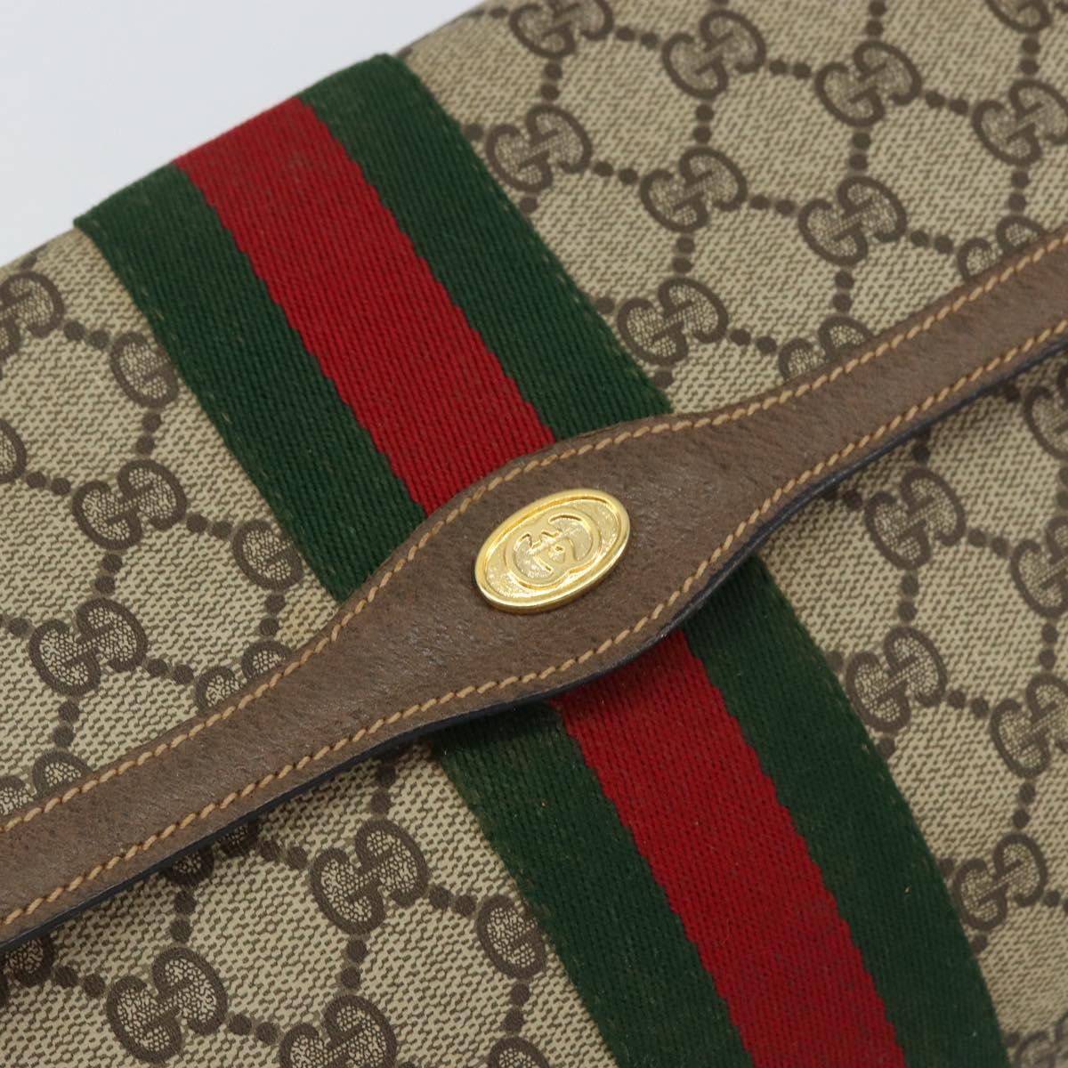 GUCCI GG Supreme Web Sherry Line Clutch Bag PVC Beige Red 89 01 007 Auth BA8613