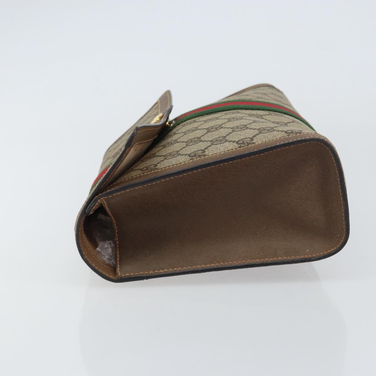 GUCCI GG Supreme Web Sherry Line Clutch Bag PVC Beige Red 89 01 007 Auth BA8613