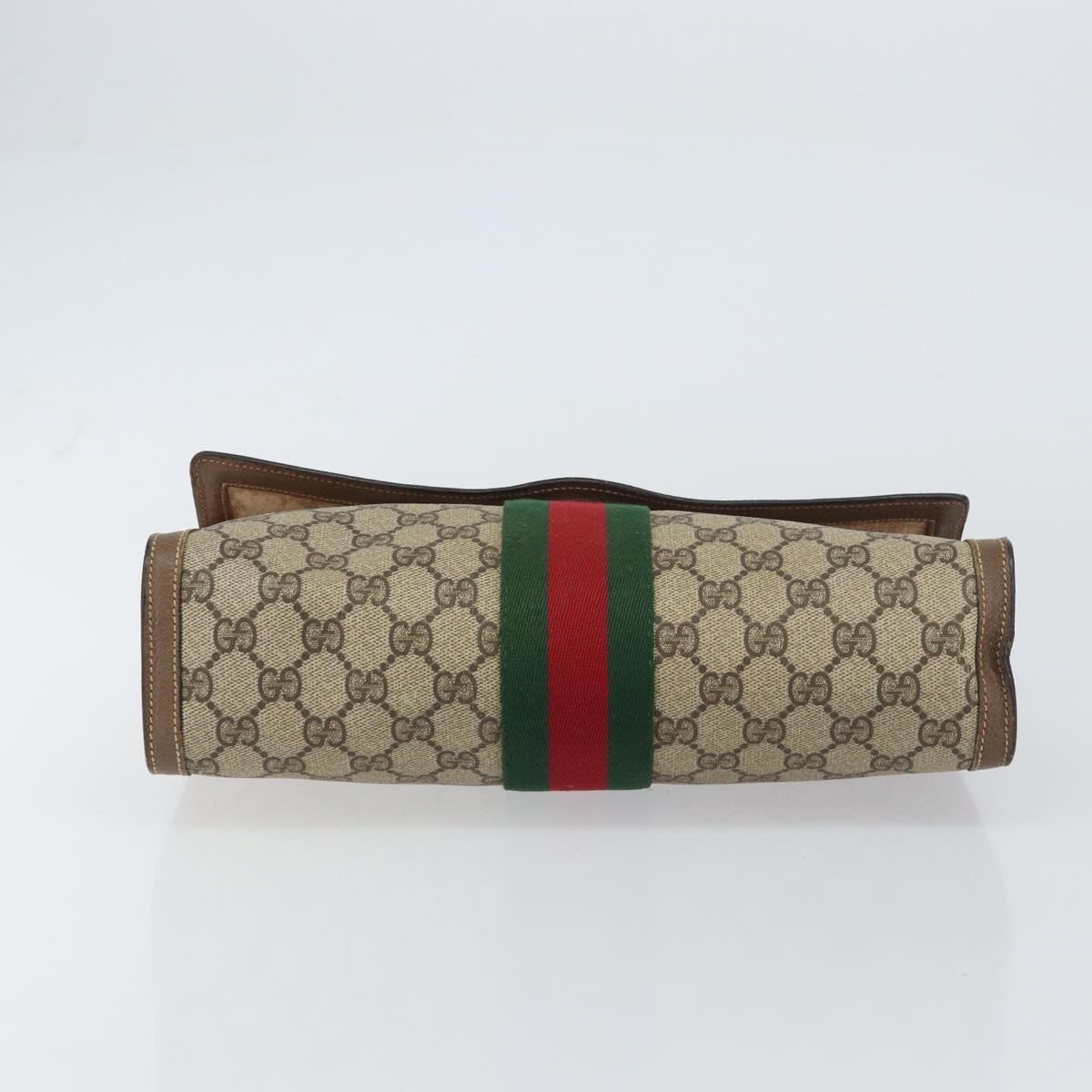 GUCCI GG Supreme Web Sherry Line Clutch Bag PVC Beige Red 89 01 007 Auth BA8613