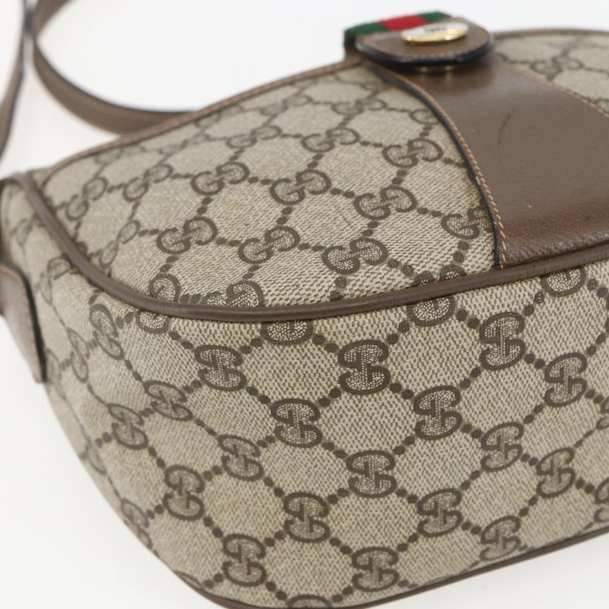 GUCCI GG Supreme Web Sherry Line Bag PVC Beige Gold 89 02 032 Auth BA8614