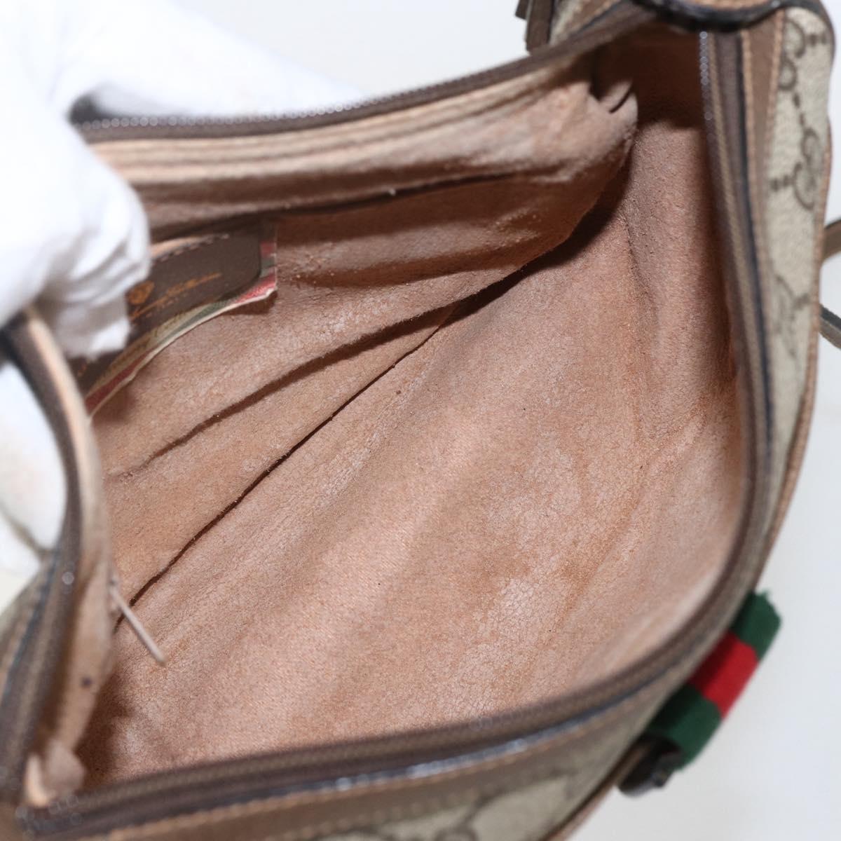 GUCCI GG Supreme Web Sherry Line Bag PVC Beige Gold 89 02 032 Auth BA8614