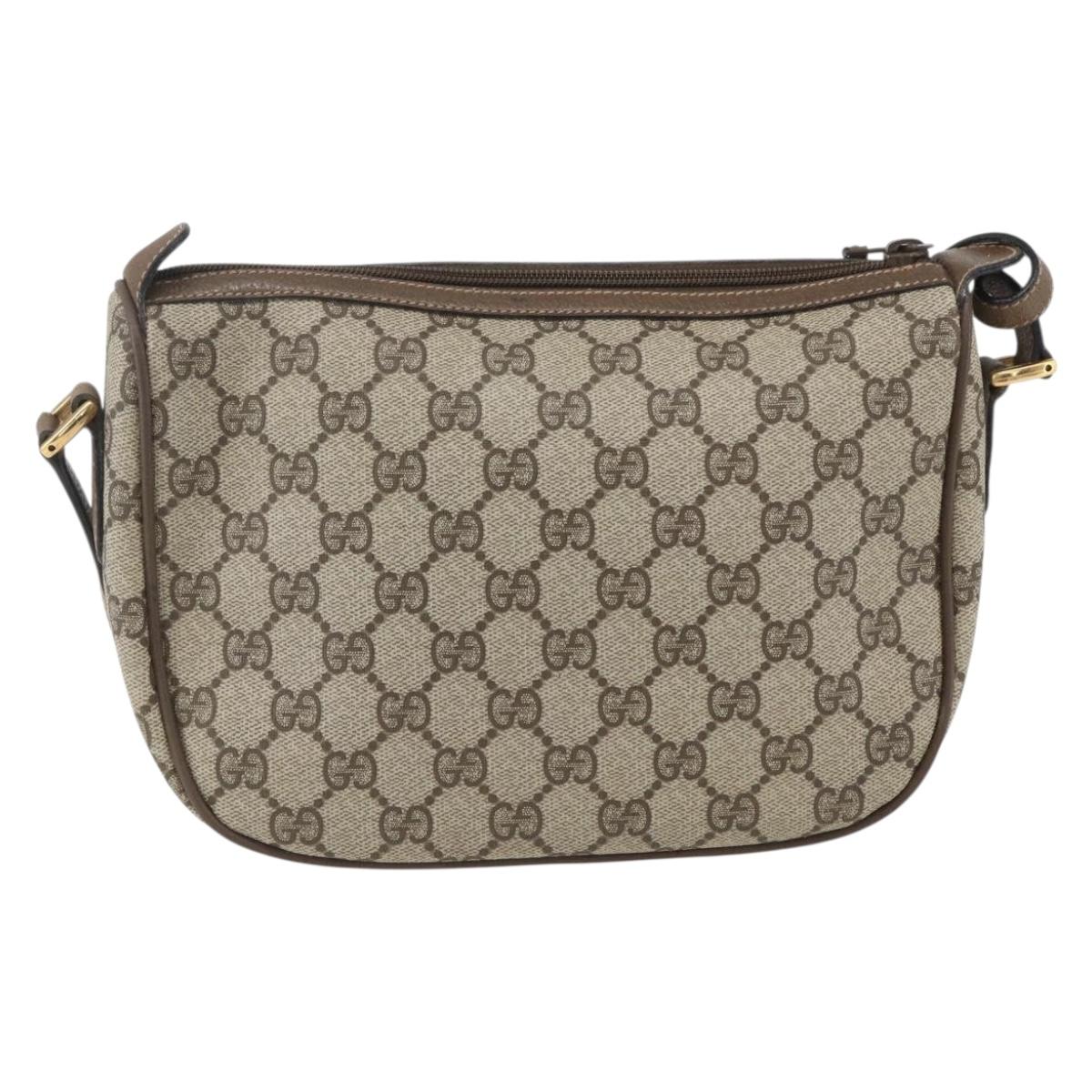 GUCCI GG Supreme Web Sherry Line Bag PVC Beige Gold 89 02 032 Auth BA8614