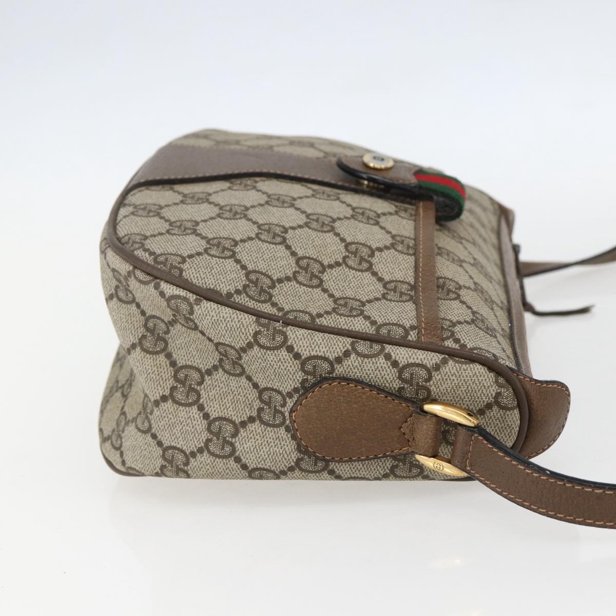 GUCCI GG Supreme Web Sherry Line Bag PVC Beige Gold 89 02 032 Auth BA8614