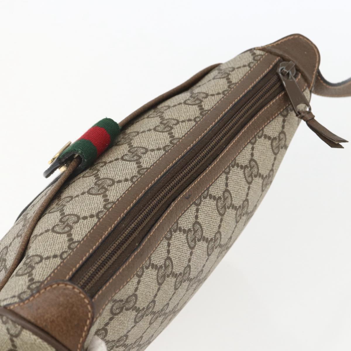 GUCCI GG Supreme Web Sherry Line Bag PVC Beige Gold 89 02 032 Auth BA8614