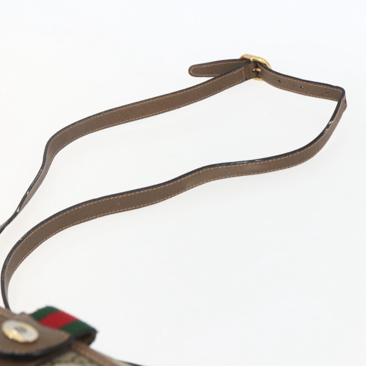 GUCCI GG Supreme Web Sherry Line Bag PVC Beige Gold 89 02 032 Auth BA8614