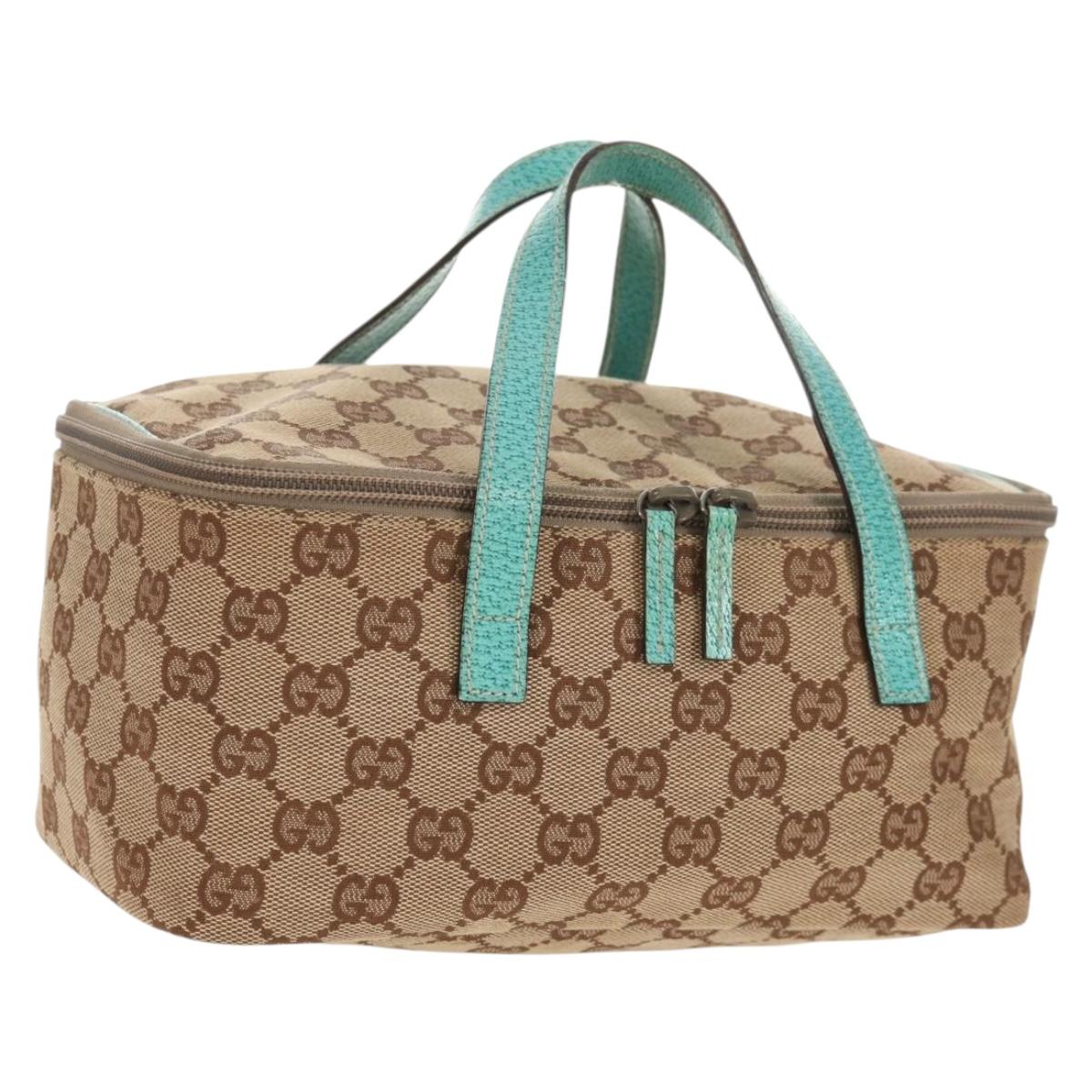 GUCCI GG Canvas Vanity Pouch Beige 124540 Auth BA8615V