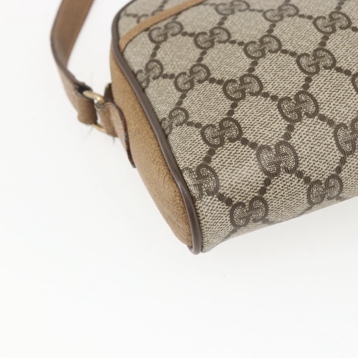 GUCCI GG Supreme Web Sherry Line Bag PVC Beige Gold 116 02 055 Auth BA8616