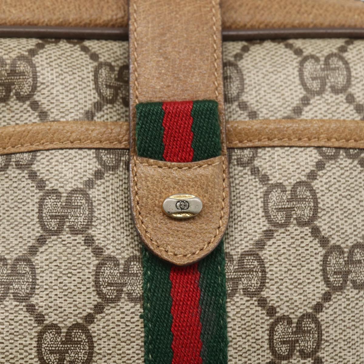 GUCCI GG Supreme Web Sherry Line Bag PVC Beige Gold 116 02 055 Auth BA8616