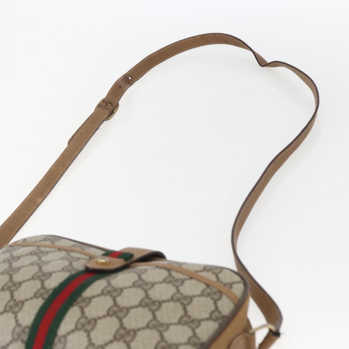 GUCCI GG Supreme Web Sherry Line Bag PVC Beige Gold 116 02 055 Auth BA8616