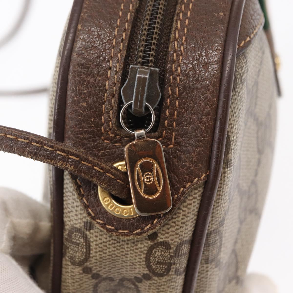 GUCCI GG Supreme Web Sherry Line Bag PVC Beige Gold 89 02 066 Auth BA8617