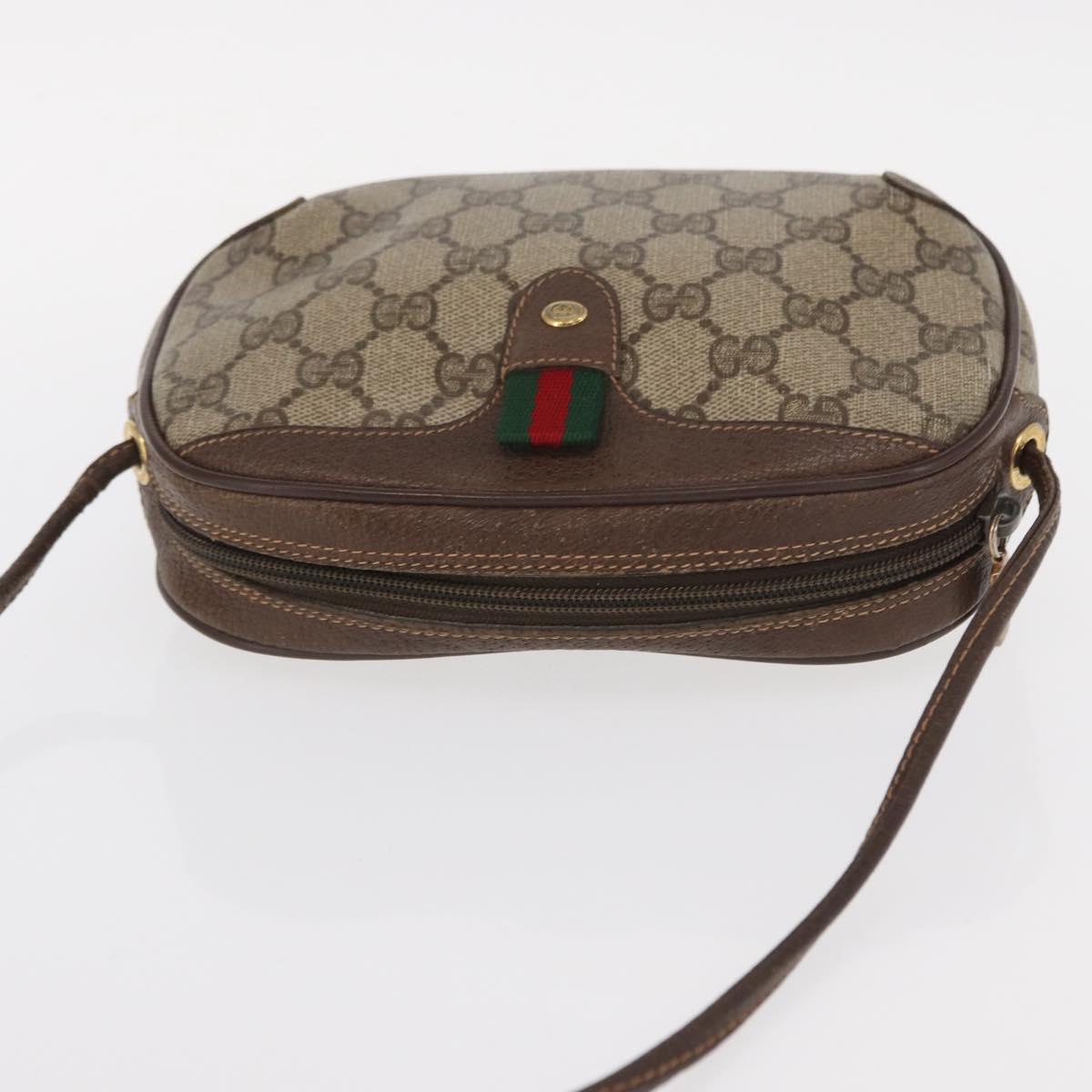 GUCCI GG Supreme Web Sherry Line Bag PVC Beige Gold 89 02 066 Auth BA8617