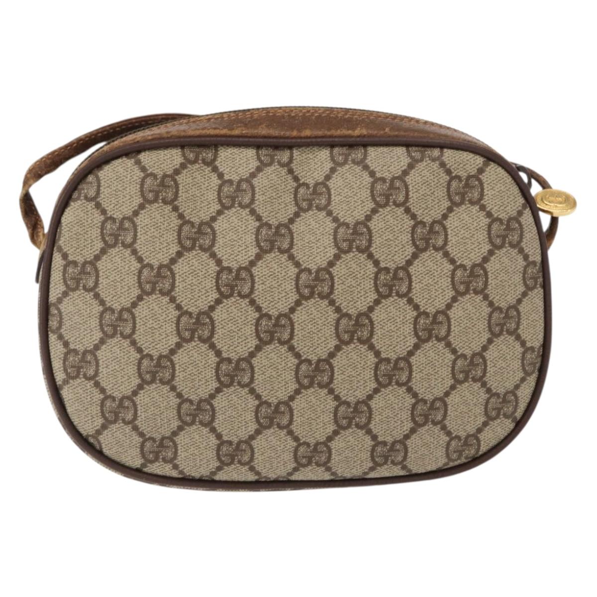 GUCCI GG Supreme Web Sherry Line Bag PVC Beige Red 007 58 6112 9411 Auth BA8618