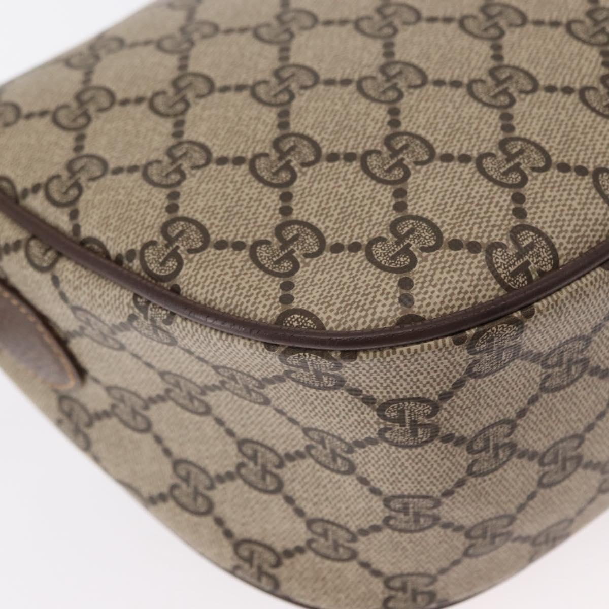 GUCCI GG Supreme Web Sherry Line Bag PVC Beige Gold 89 02 032 Auth BA8619