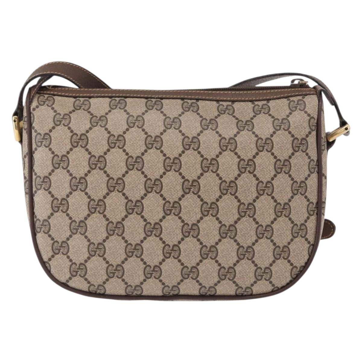 GUCCI GG Supreme Web Sherry Line Bag PVC Beige Gold 89 02 032 Auth BA8619