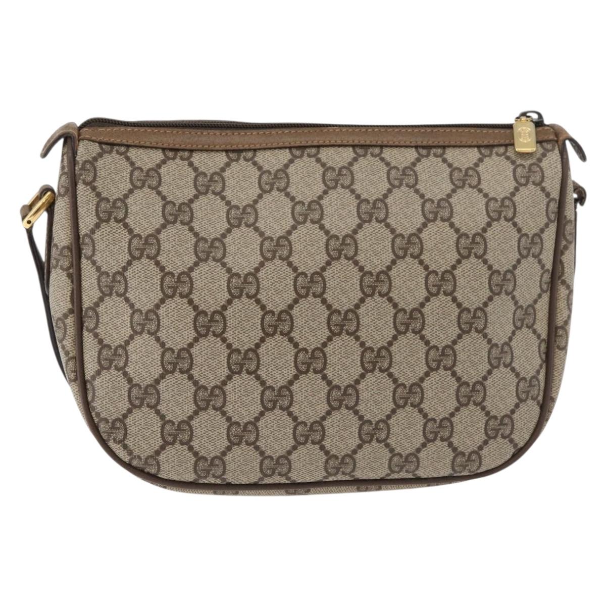 GUCCI GG Supreme Web Sherry Line Bag PVC Beige Gold 89 02 032 Auth BA8619
