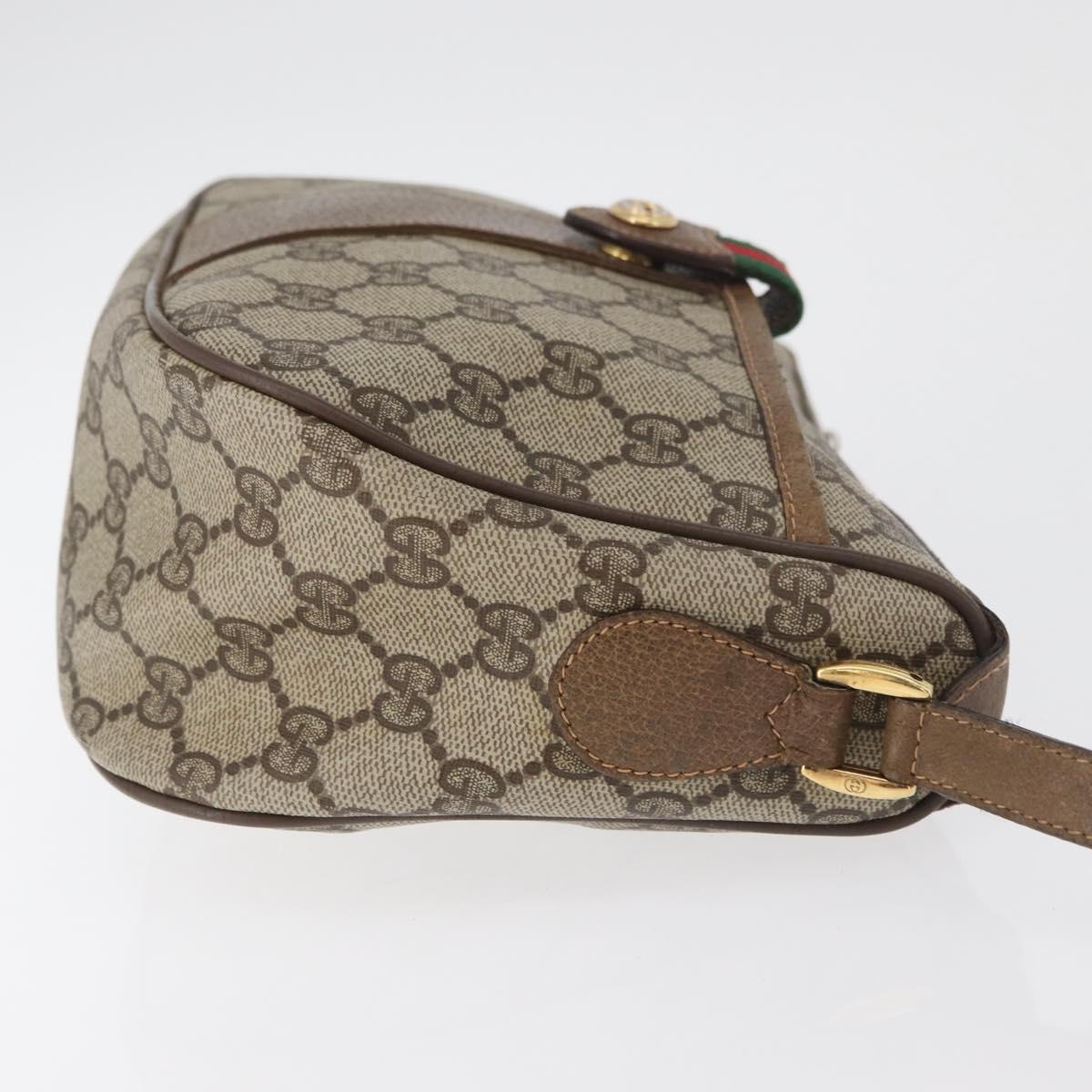 GUCCI GG Supreme Web Sherry Line Bag PVC Beige Gold 89 02 032 Auth BA8619
