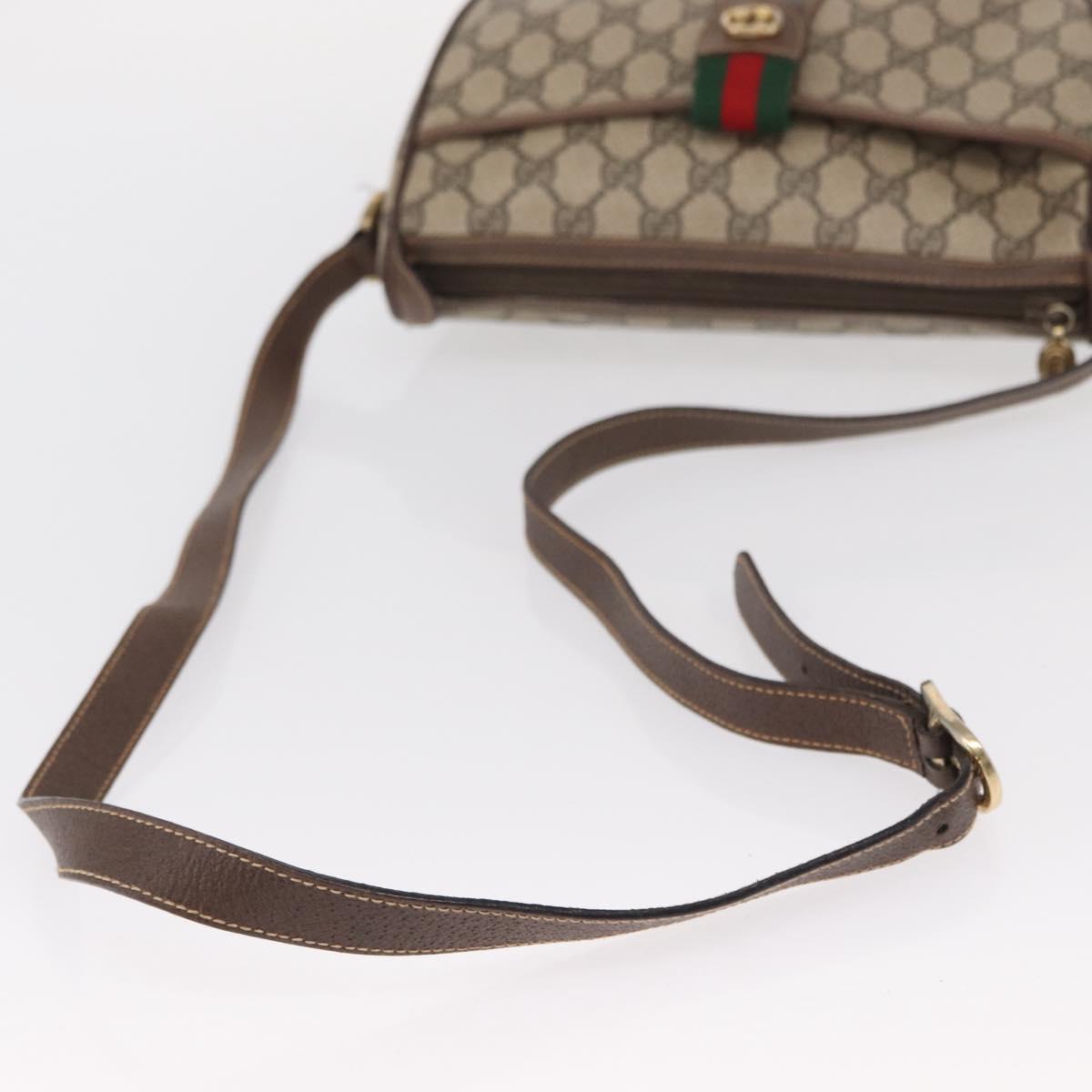 GUCCI GG Supreme Web Sherry Line Bag PVC Beige Gold 89 02 032 Auth BA8619