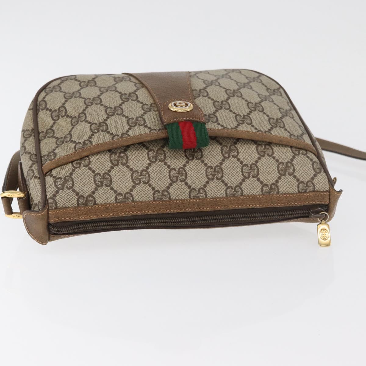 GUCCI GG Supreme Web Sherry Line Bag PVC Beige Gold 89 02 032 Auth BA8619