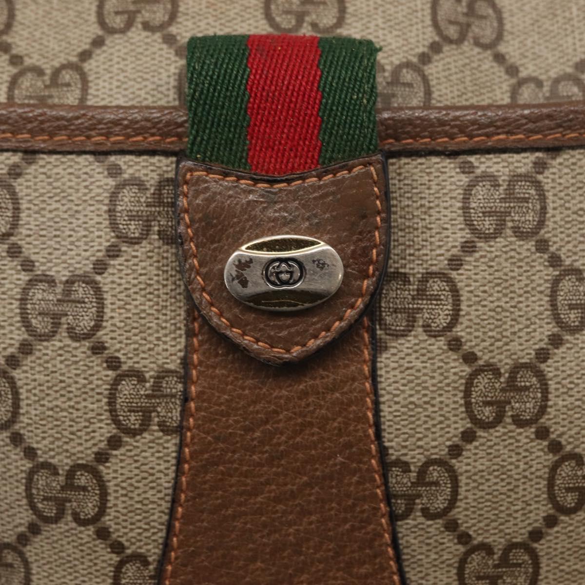 GUCCI GG Supreme Web Sherry Line Shoulder Bag PVC Beige 89 02 032 Auth BA8620