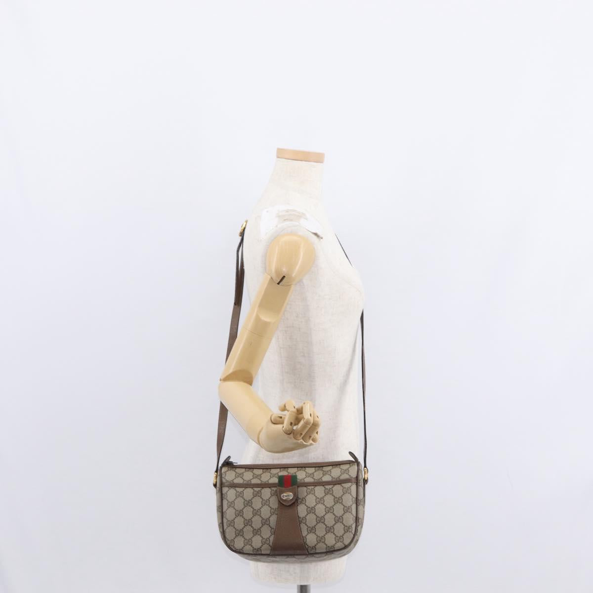 GUCCI GG Supreme Web Sherry Line Shoulder Bag PVC Beige 89 02 032 Auth BA8620