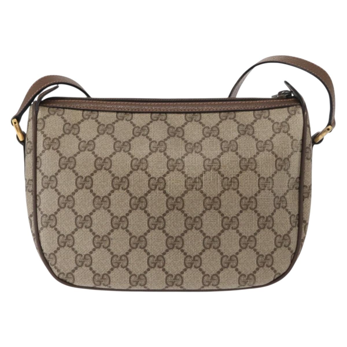 GUCCI GG Supreme Web Sherry Line Shoulder Bag PVC Beige 89 02 032 Auth BA8620