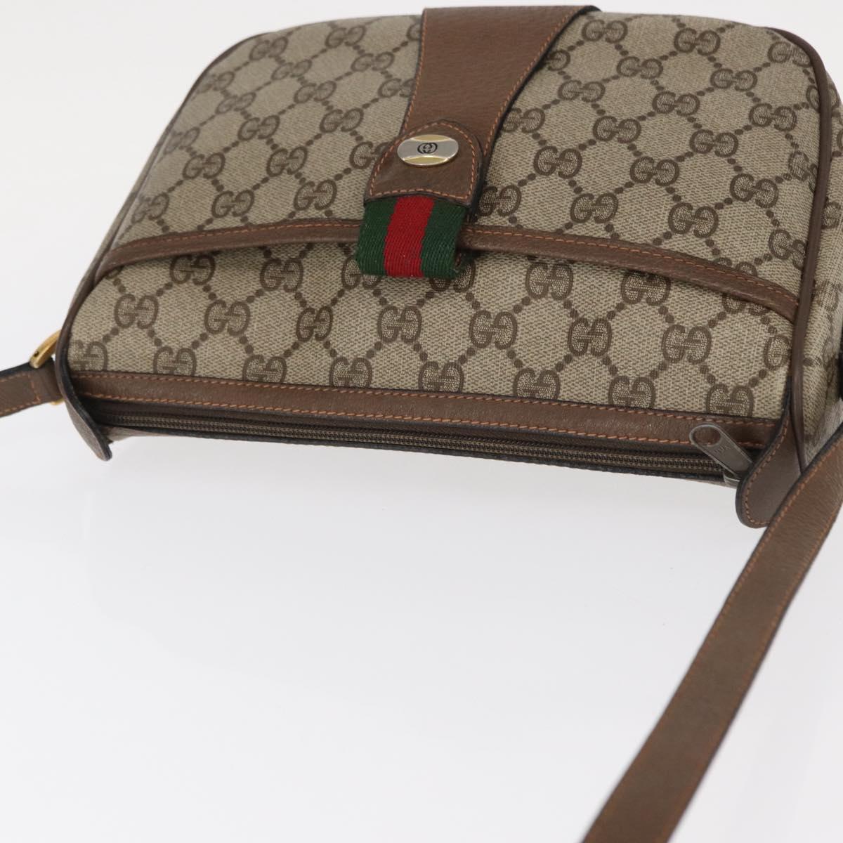 GUCCI GG Supreme Web Sherry Line Shoulder Bag PVC Beige 89 02 032 Auth BA8620