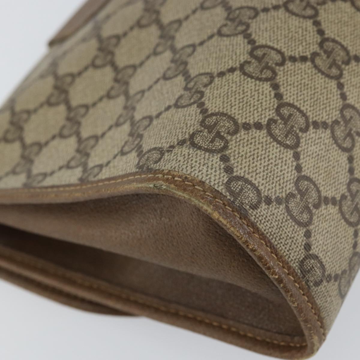 GUCCI GG Supreme Web Sherry Line Clutch Bag PVC Beige Red Auth BA8622