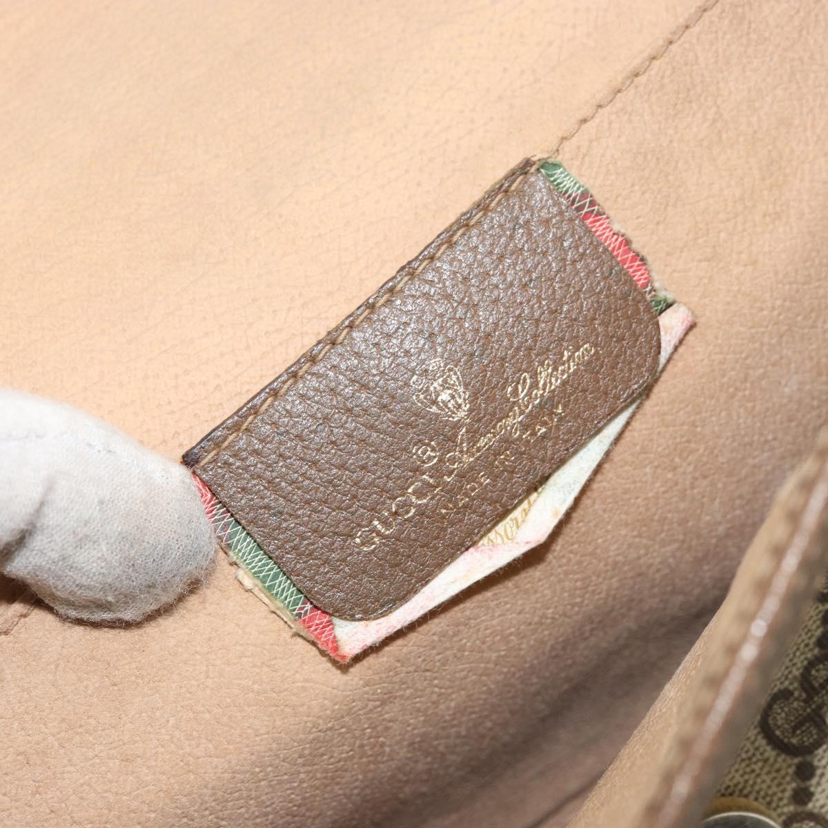 GUCCI GG Supreme Web Sherry Line Clutch Bag PVC Beige Red Auth BA8622