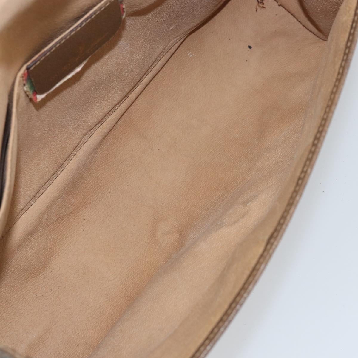 GUCCI GG Supreme Web Sherry Line Clutch Bag PVC Beige Red Auth BA8622