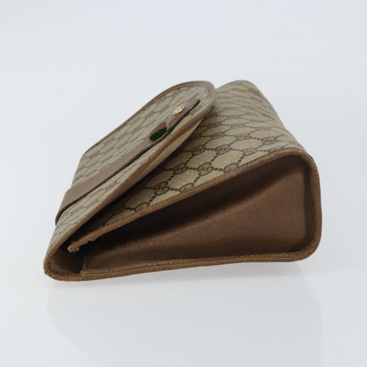 GUCCI GG Supreme Web Sherry Line Clutch Bag PVC Beige Red Auth BA8622