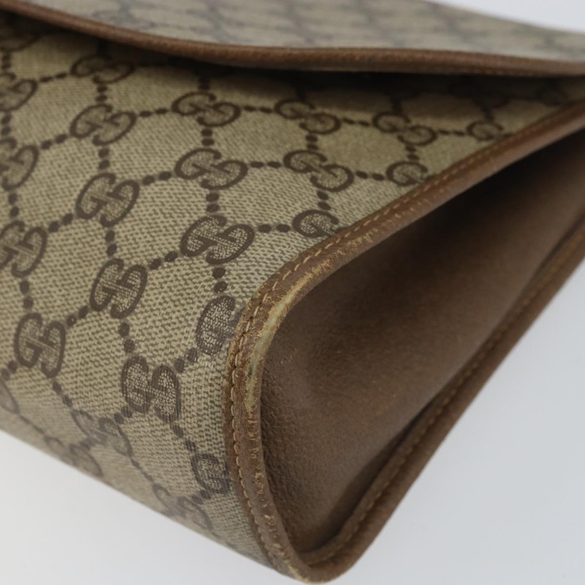 GUCCI GG Supreme Web Sherry Line Clutch Bag PVC Beige Red Auth BA8622