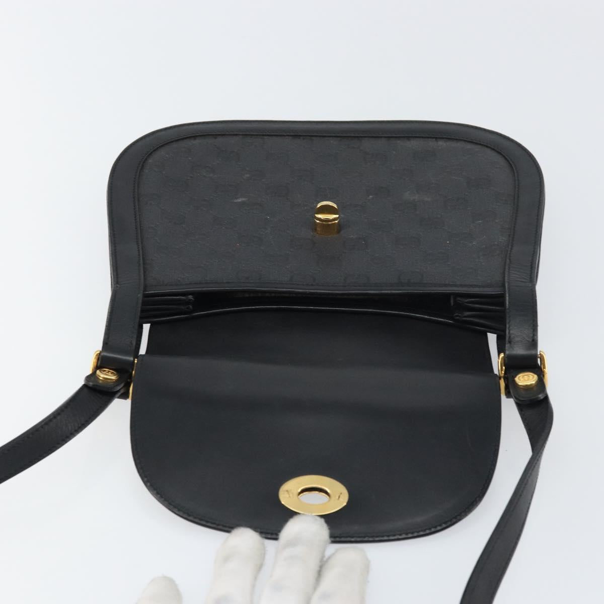 GUCCI GG Supreme Shoulder Bag PVC Leather Black Gold 001 084 0905 Auth BA8623