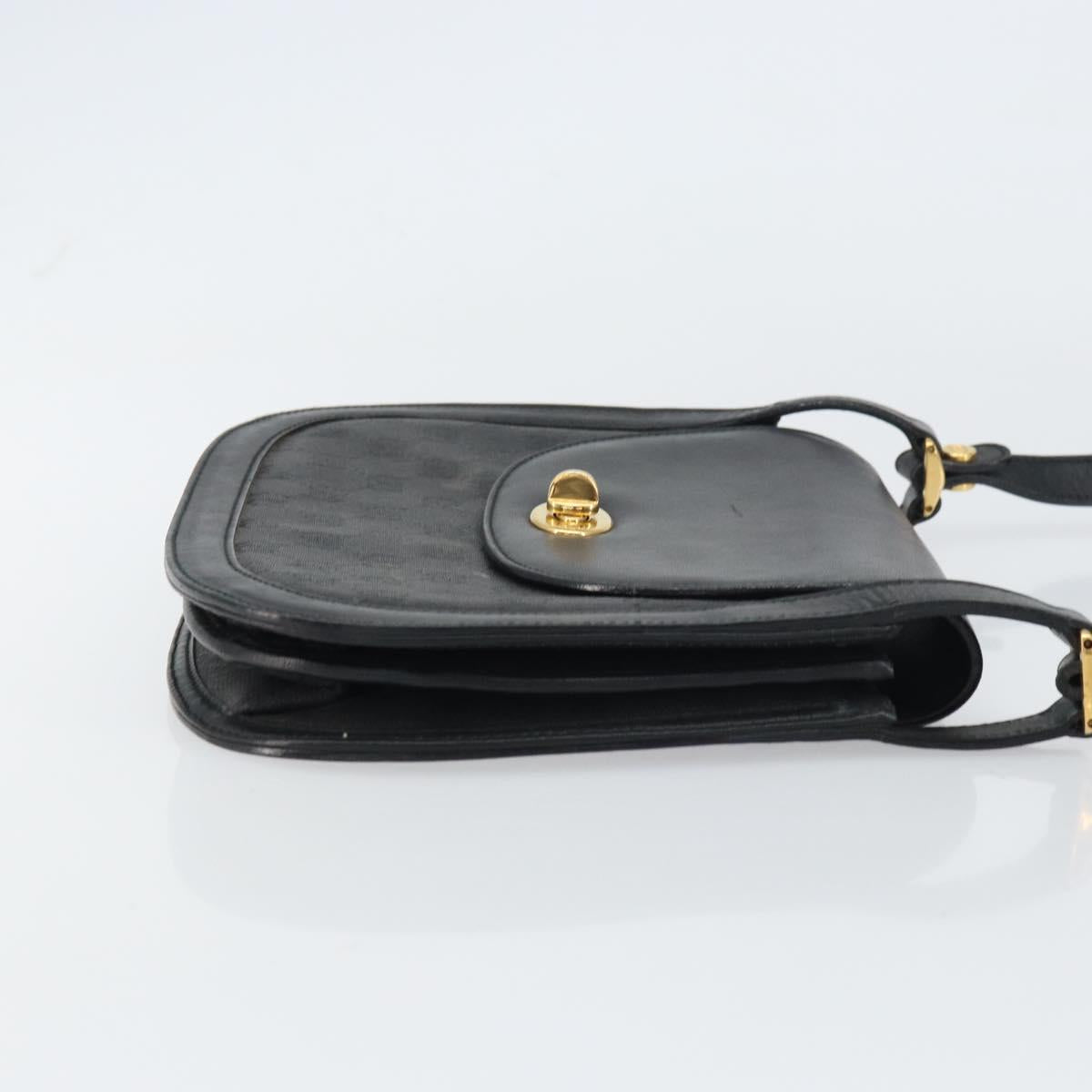 GUCCI GG Supreme Shoulder Bag PVC Leather Black Gold 001 084 0905 Auth BA8623