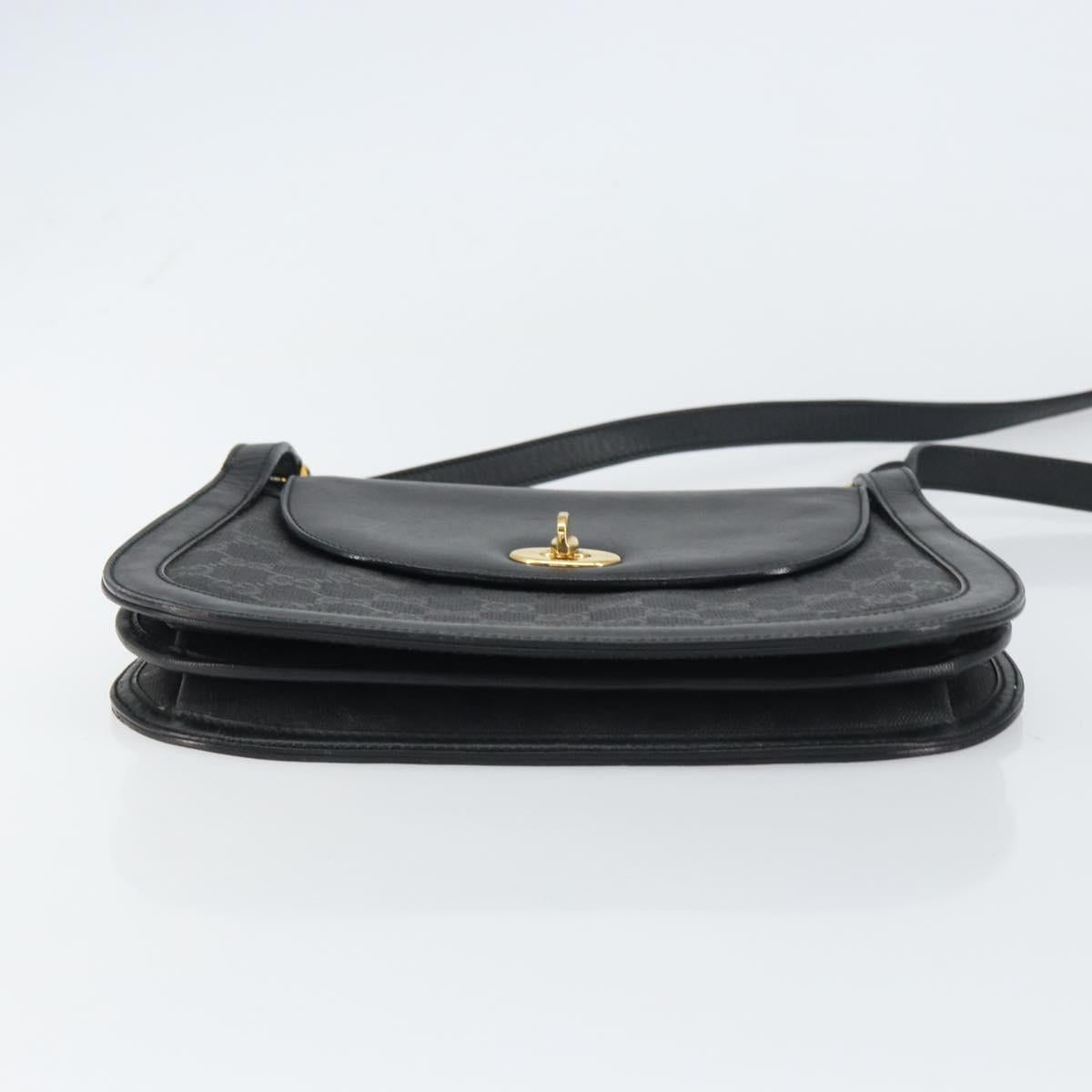 GUCCI GG Supreme Shoulder Bag PVC Leather Black Gold 001 084 0905 Auth BA8623