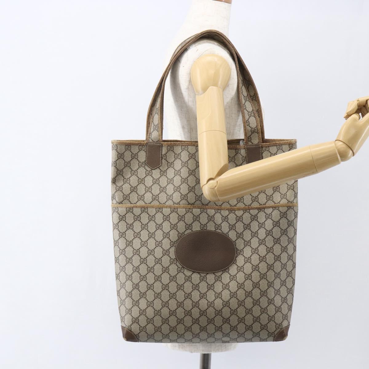 GUCCI GG Supreme Tote Bag PVC Beige 002 39 0054 Auth BA8626