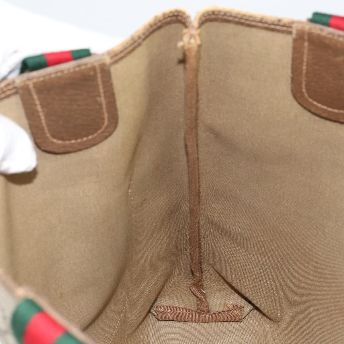 GUCCI GG Supreme Web Sherry Line Tote Bag PVC Beige Red 39 02 003 Auth BA8627