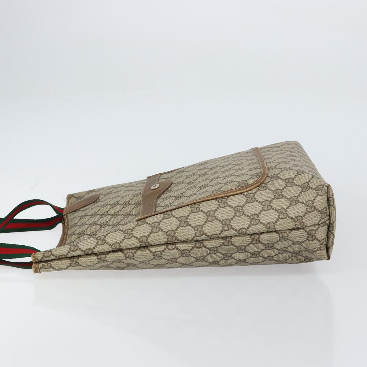 GUCCI GG Supreme Web Sherry Line Tote Bag PVC Beige Red 39 02 003 Auth BA8627