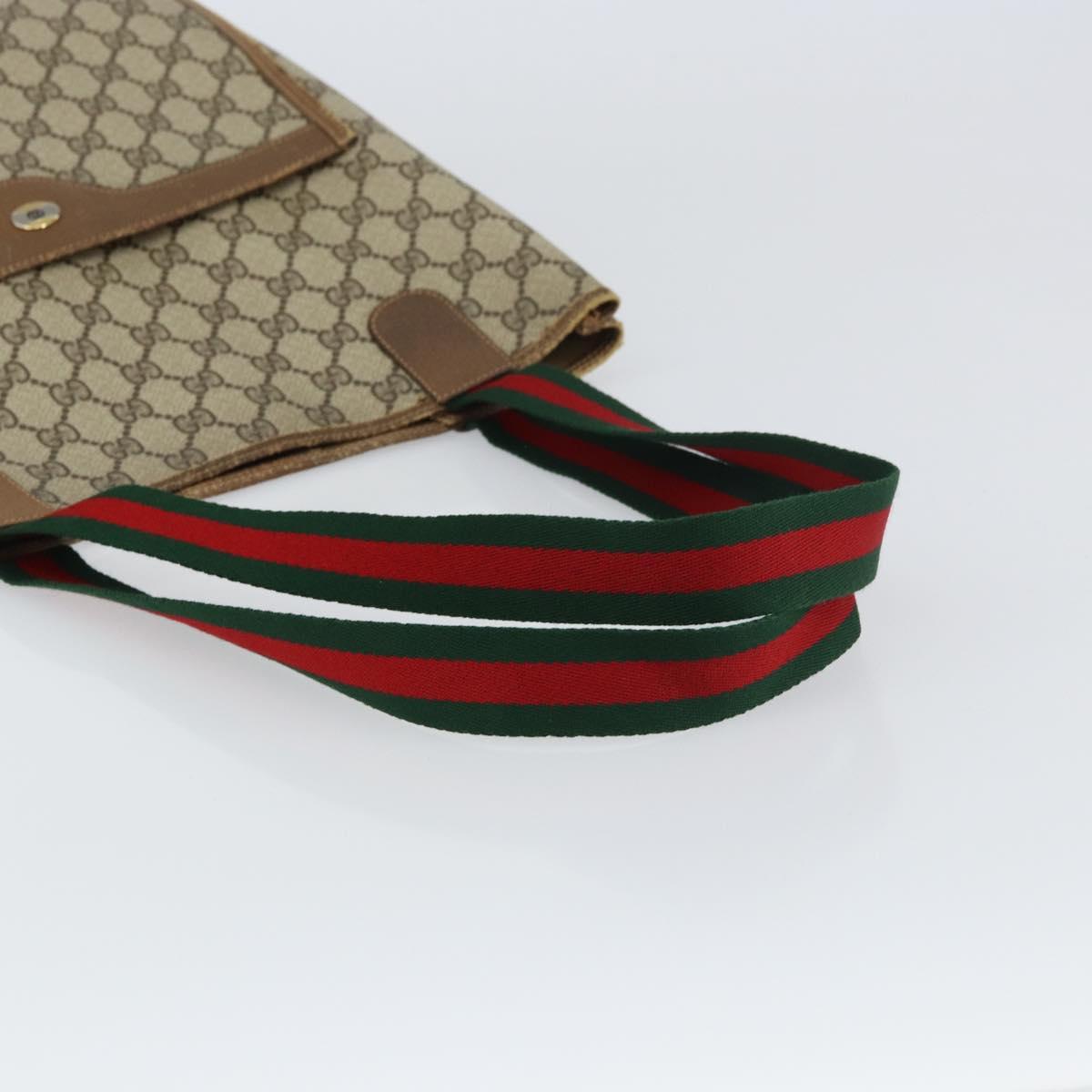 GUCCI GG Supreme Web Sherry Line Tote Bag PVC Beige Red 39 02 003 Auth BA8627