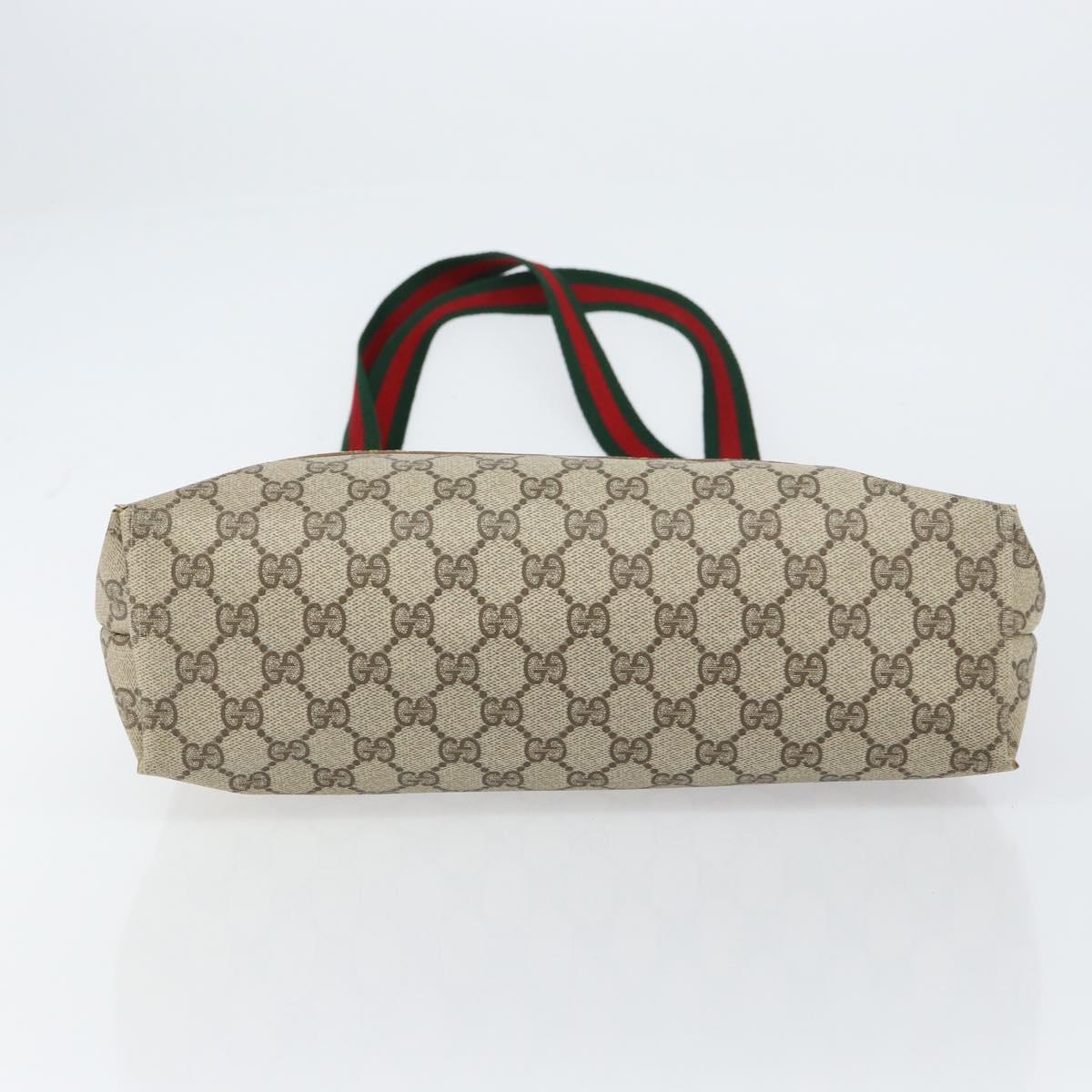 GUCCI GG Supreme Web Sherry Line Tote Bag PVC Beige Red 39 02 003 Auth BA8627