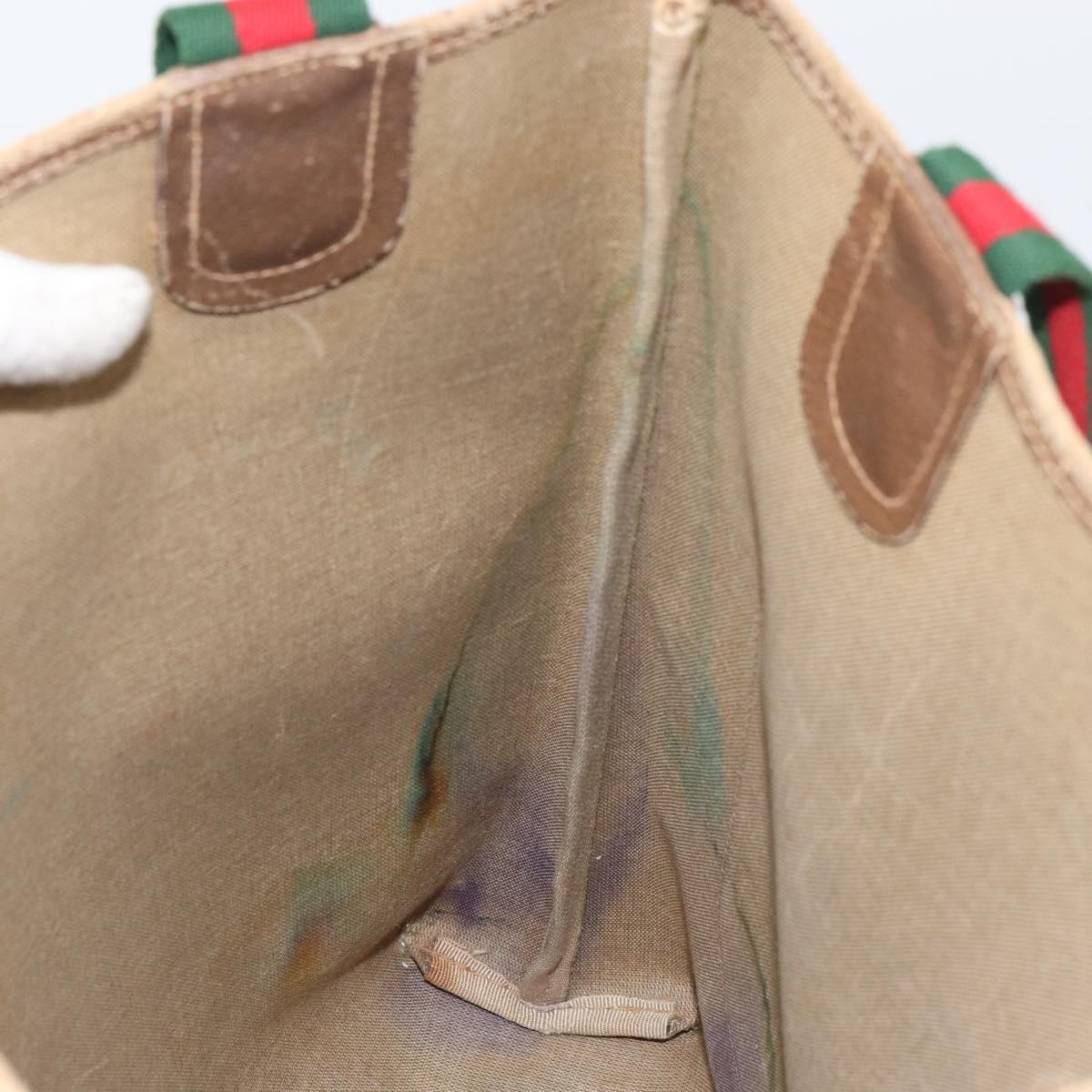 GUCCI GG Supreme Web Sherry Line Tote Bag PVC Beige Red 39 02 003 Auth BA8628