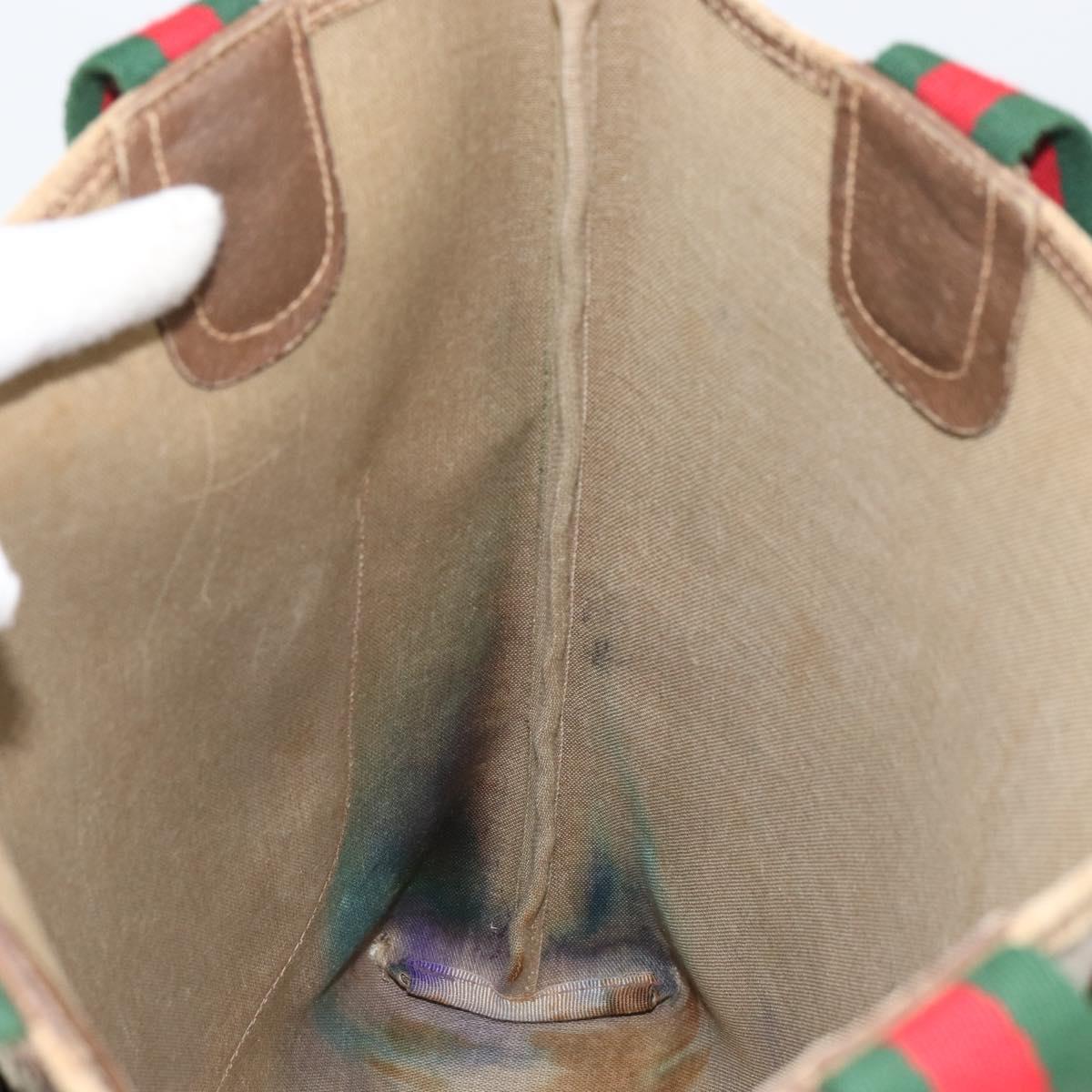 GUCCI GG Supreme Web Sherry Line Tote Bag PVC Beige Red 39 02 003 Auth BA8628