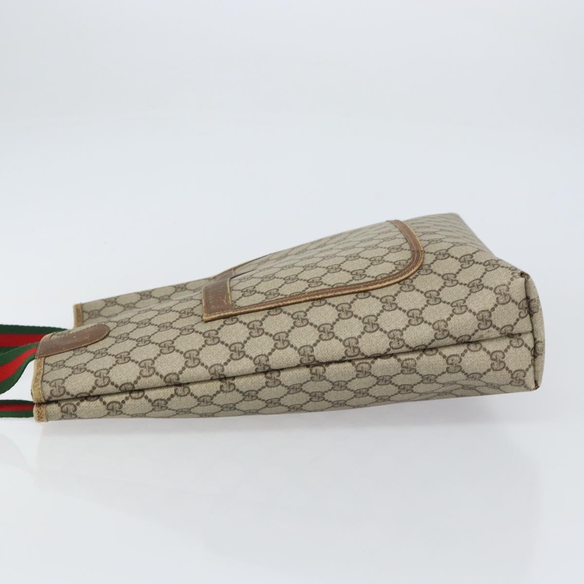 GUCCI GG Supreme Web Sherry Line Tote Bag PVC Beige Red 39 02 003 Auth BA8628