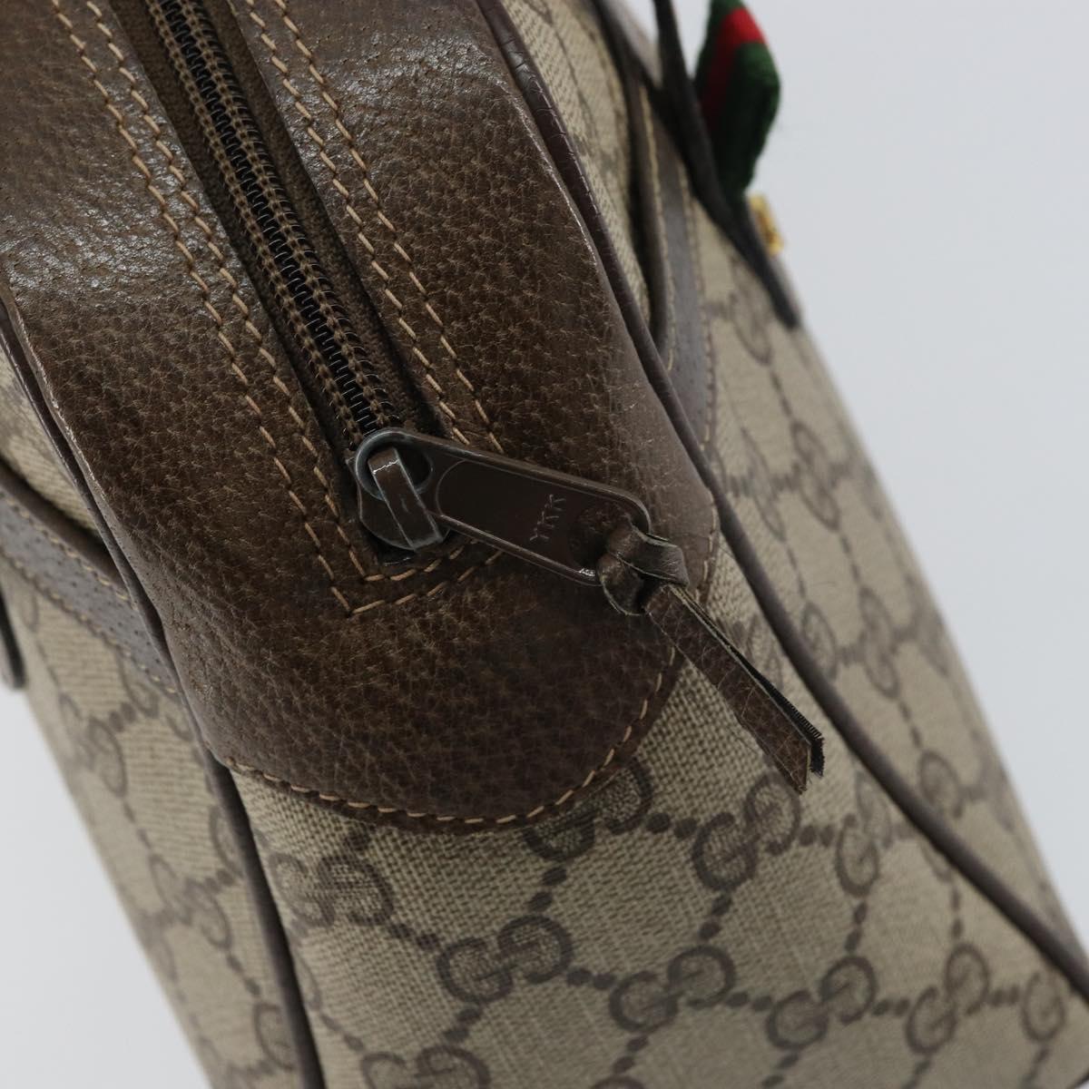 GUCCI GG Supreme Web Sherry Line Hand Bag PVC Beige Gold 39 02 053 Auth BA8629