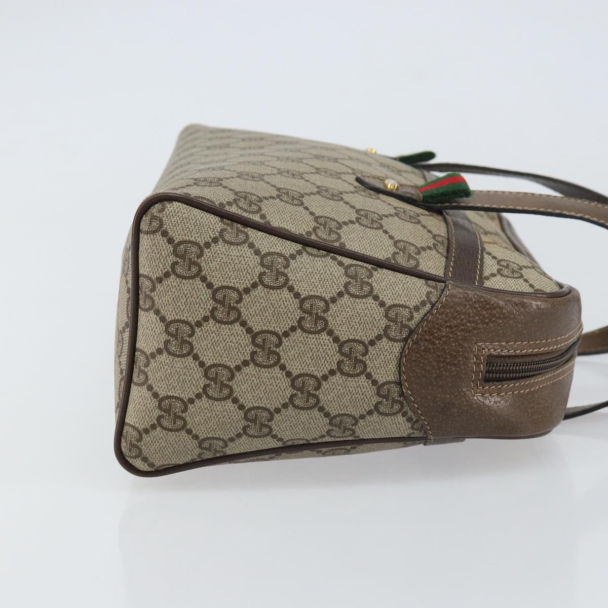 GUCCI GG Supreme Web Sherry Line Hand Bag PVC Beige Gold 39 02 053 Auth BA8629