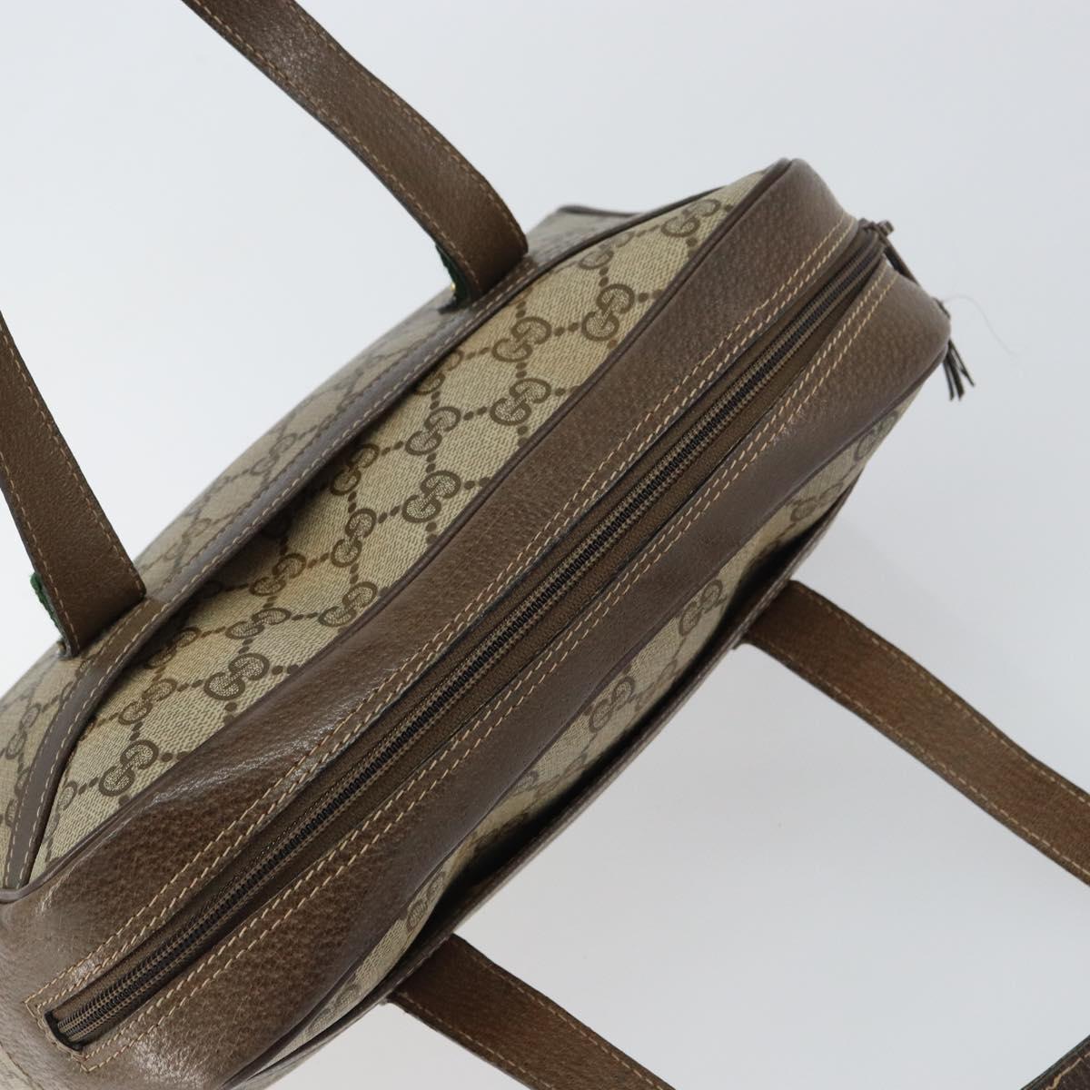 GUCCI GG Supreme Web Sherry Line Hand Bag PVC Beige Gold 39 02 053 Auth BA8629