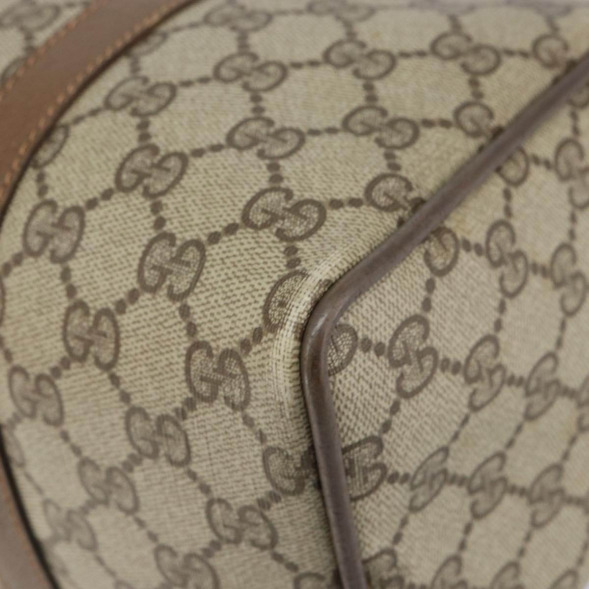 GUCCI GG Supreme Web Sherry Line Boston Bag PVC Beige Gold 39 02 007 Auth BA8630